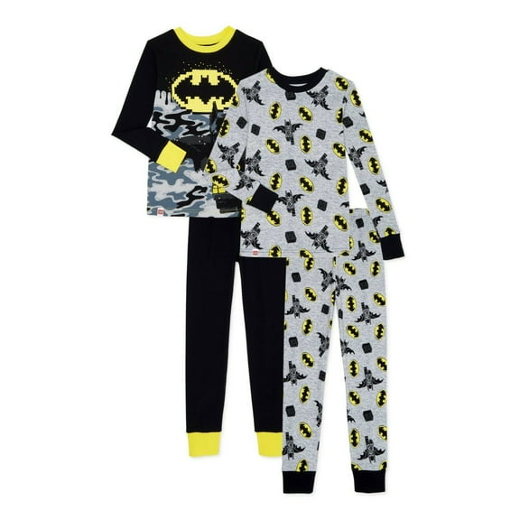 Batman 4 PC Long Sleeve Tight Fit Cotton Pajama Set Boy Size 6