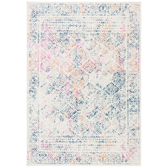 SAFAVIEH Tulum Ophelia Bordered Geometric Area Rug, 3' x 5', Ivory/Dark Blue
