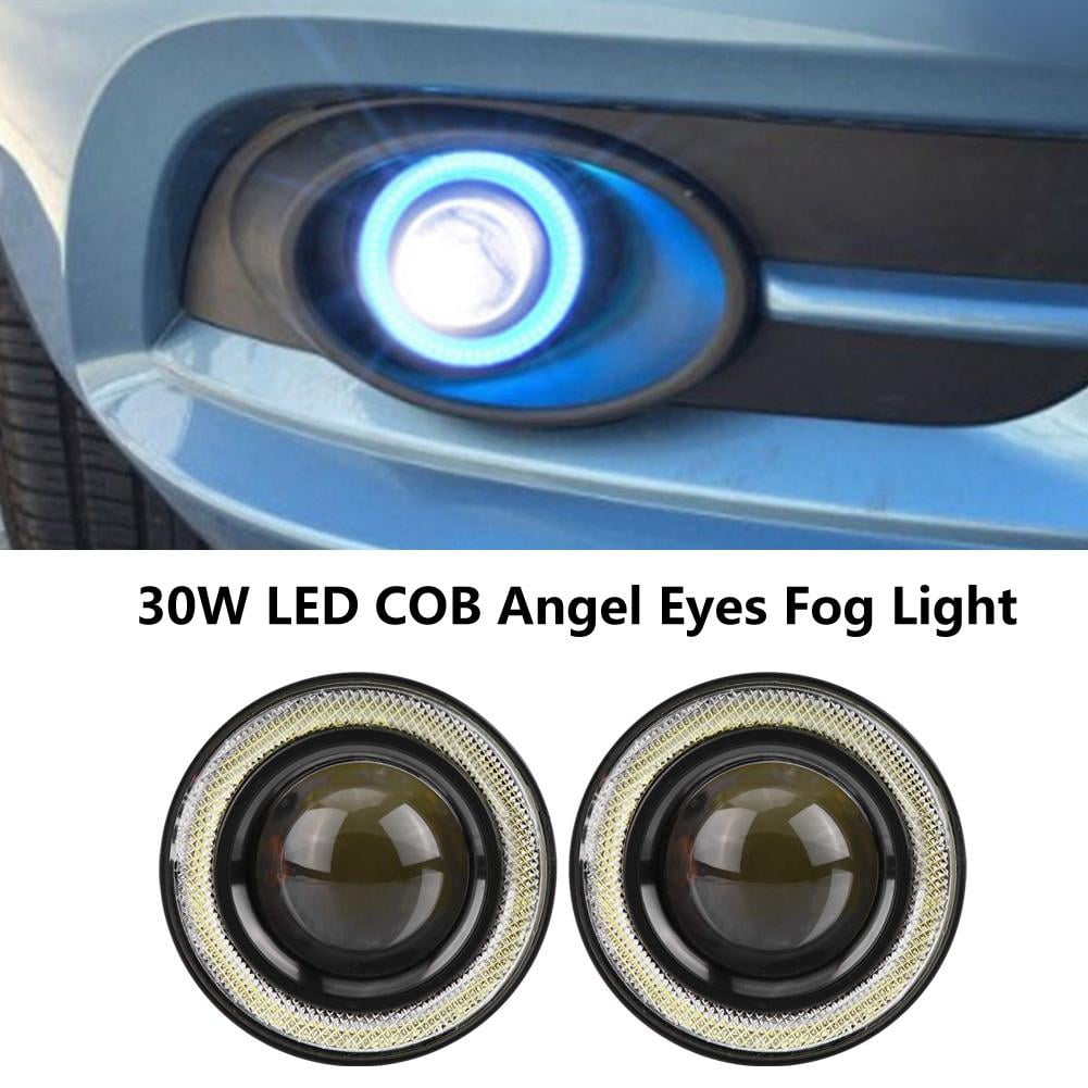 Car SUV 2.5" Angel Eye Blue COB Halo Ring Projector LED DRL Daytime Fog LightsX2