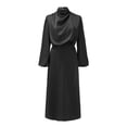 thumbnail image 4 of WTXUE Long Sleeve Dress, Women's Solid Color High Neck Satin Long Sleeved Elegant Slim Fit Dress, Black Bodycon Dress, Black XL, 4 of 8