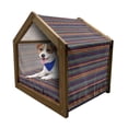 thumbnail image 1 of Tribal Pet House, Striped Retro Pattern Rich Mexican Color Folkloric Print, Outdoor & Indoor Portable Dog Kennel with Pillow and Cover, 5 Sizes, Teal Plum and Orange, by Ambesonne, 1 of 5