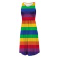 thumbnail image 6 of Babysbule Clearance Woman Summer Dresses Women's Sleeveless Loose Plain Dresses Casual Short Dress With Pockets Tie-Dye Rainbow Gradient Print Dress, 6 of 7