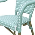 thumbnail image 6 of GDF Studio Grouse Outdoor French Bistro Chairs, Set of 2, Light Teal, White, and Wood Print, 6 of 8
