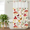 thumbnail image 3 of Red Mushroom No Hook Shower Curtain Waterproof, Bathroom Curtains with Snap in Liners and See Through Top Window, Spring Floral Summer Botanical Hotel Style Bathtub Curtains Shower 36"Wx78"L, 3 of 8