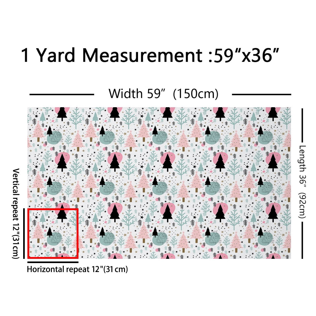 Feelyou Merry Christmas Fabric by the Yard 3 Yards, Cartoon Dots Xmas Tree Home Decor Fabric by the Yard, Kids Teens Boys Girls Sewing Fabric, Luxury Bedroom Decor
