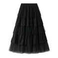 thumbnail image 1 of Falda de tul con encaje y cintura alta de largo medio para mujer - Elástica, plisada, evasé, para fiesta/fiestas, talla única (cintura de 60-100 cm), 1 of 7