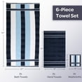 thumbnail image 6 of Lavish Home 6-pc Cotton Towel Set - Solid and Striped Towels (Navy), 6 of 6