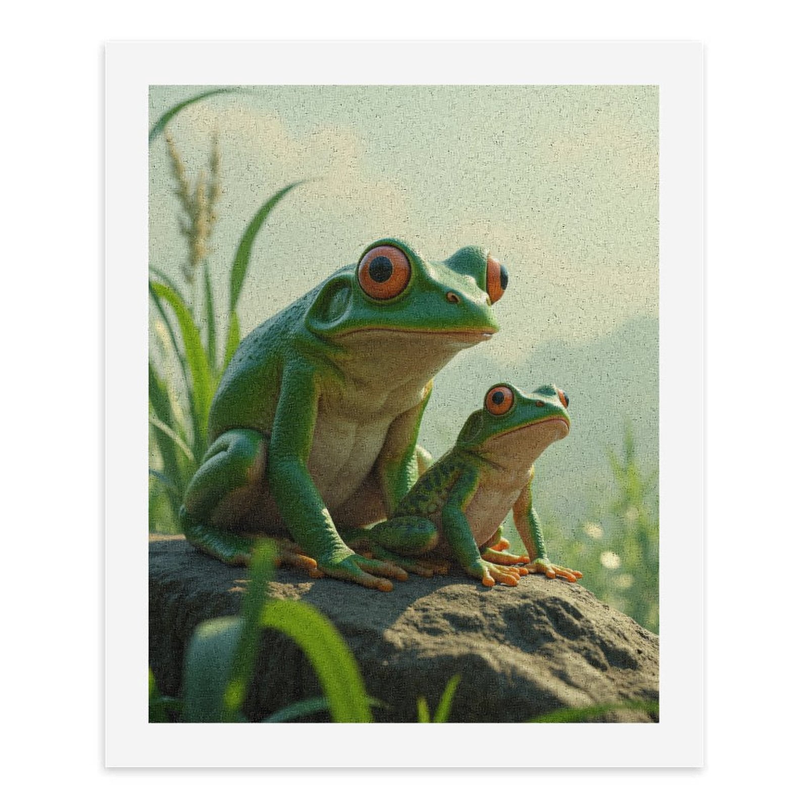 Paint by Numbers Kit for Adults, Frogs On Rock Green Landscape Paint by Numbers, Easy Paint by Numbers Kit for Adults Beginner, DIY Adult Paint by Number Kits on Canvas, Home Decor