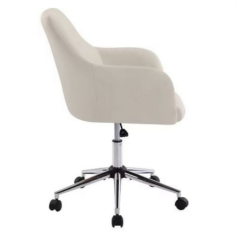 Linon Brooklyn Sherpa Office Chair – Ivory, Adjustable Height, Silver Base, 350 Lb Capacity, Plush Comfort