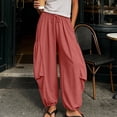 thumbnail image 6 of Noric Women Balloon Jogger Casual Pants High Waist Drawstring Elastic Waist Tie Hem Full Length with Pockets Lightweight Loose Fit Trousers, 6 of 9