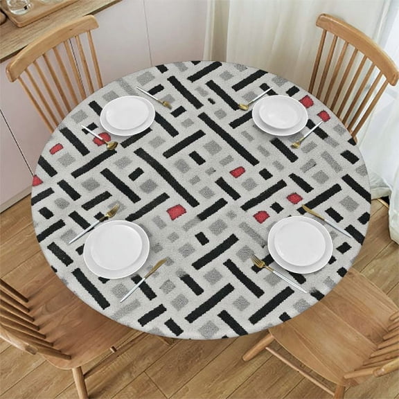 BANET Round Fitted Tablecloth with Elastic Edge Design Table Cover Waterproof Table Cloth Wipeable for Round Table 31"-35