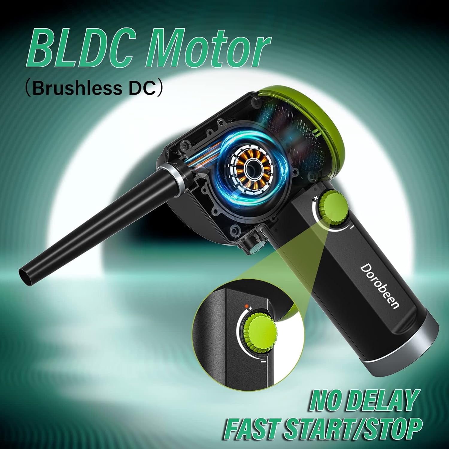 DOROBEEN Cordless Compressed Air Duster - 41000RPM Handheld Electric Blower for PC Keyboard & Electronics Cleaning with Stepless Speed Control