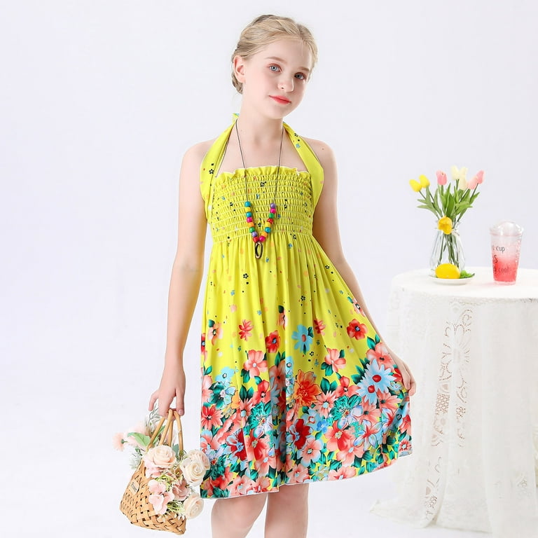 2022 New Girls 3D Print Pretty Floral Dress For Girl Toddler Kids
