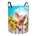 thumbnail image 2 of PHELIKA 3d Pigs Sunflower Hanging On Fence Welcome 01 Laundry Basket 65L Large Foldable Round For Dirty Clothes Toy Storage, 2 of 6