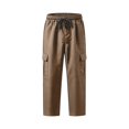 thumbnail image 4 of RUTAYY Men's Cargo Pants Drawstring Waist Side Pockets Multi Pocket Outdoor Casual Trousers Khaki, 4 of 5