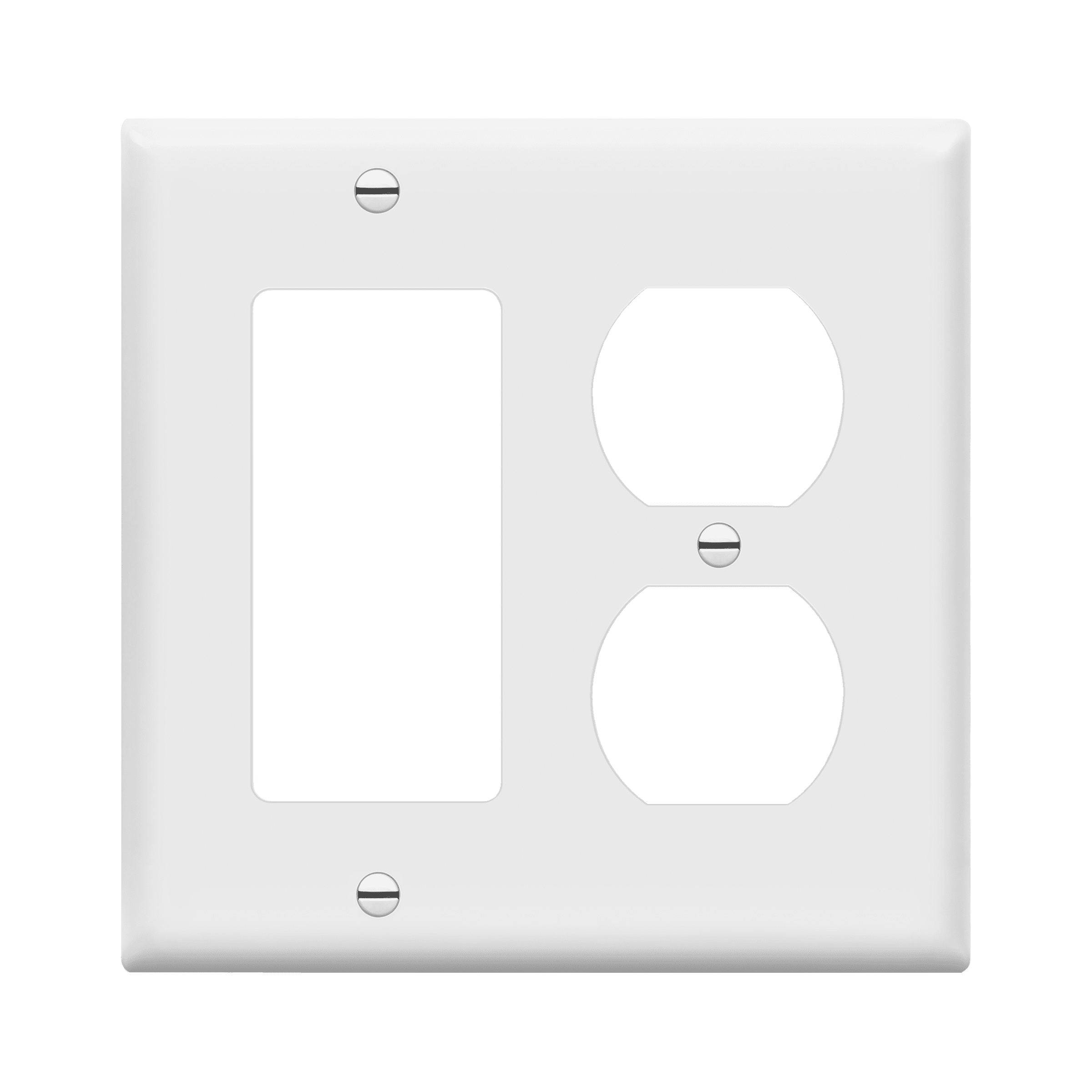ENERLITES Combination Duplex Receptacle Outlet/Decorator Rocker Light Switch Wall Plate Cover, Standard Size 2-Gang 4.50' x 4.57', Polycarbonate Thermoplastic, UL Listed, 882131-W, White