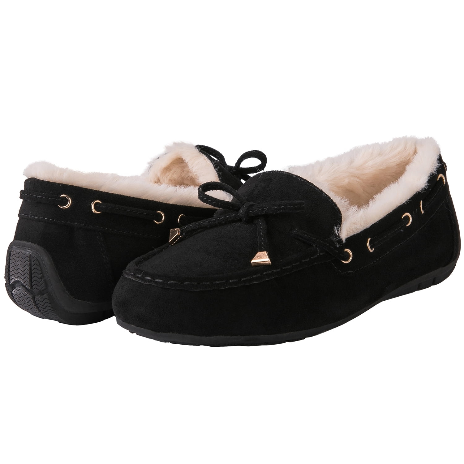 GLOBALWIN Women's Moccasins Shoes Winter Indoor Outdoor Faux Fur Lined ...