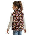 thumbnail image 2 of Xoenoiee Sugar Skull Rose Sunflower Print Girls Fuzzy Fleece Vest, Casual Warm Sleeveless Zip Up Sherpa Vest Jacket with Pockets for Fall/Winter, Size 5-6 Years, 2 of 7