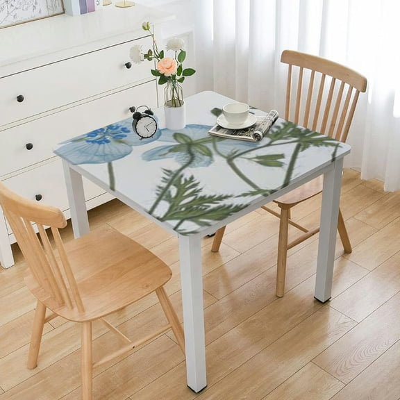 BANET Spring Tablecloth Square,Sage Green Wild Flowers Table Cloth,Stain Resistance Polyester Seasonal Summer Floral Table Covers for Kitchen Dining,Small Tablecloth for Parties Picnic white
