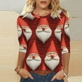 thumbnail image 4 of Women Christmas Plaid Shirt 3/4 Sleeve Tops Crewneck Pullover Santa Claus Graphic Clothing Christmas Tree Outfits Trendy Cute Sweatshirt Casual Fashion Clothing, 4 of 7