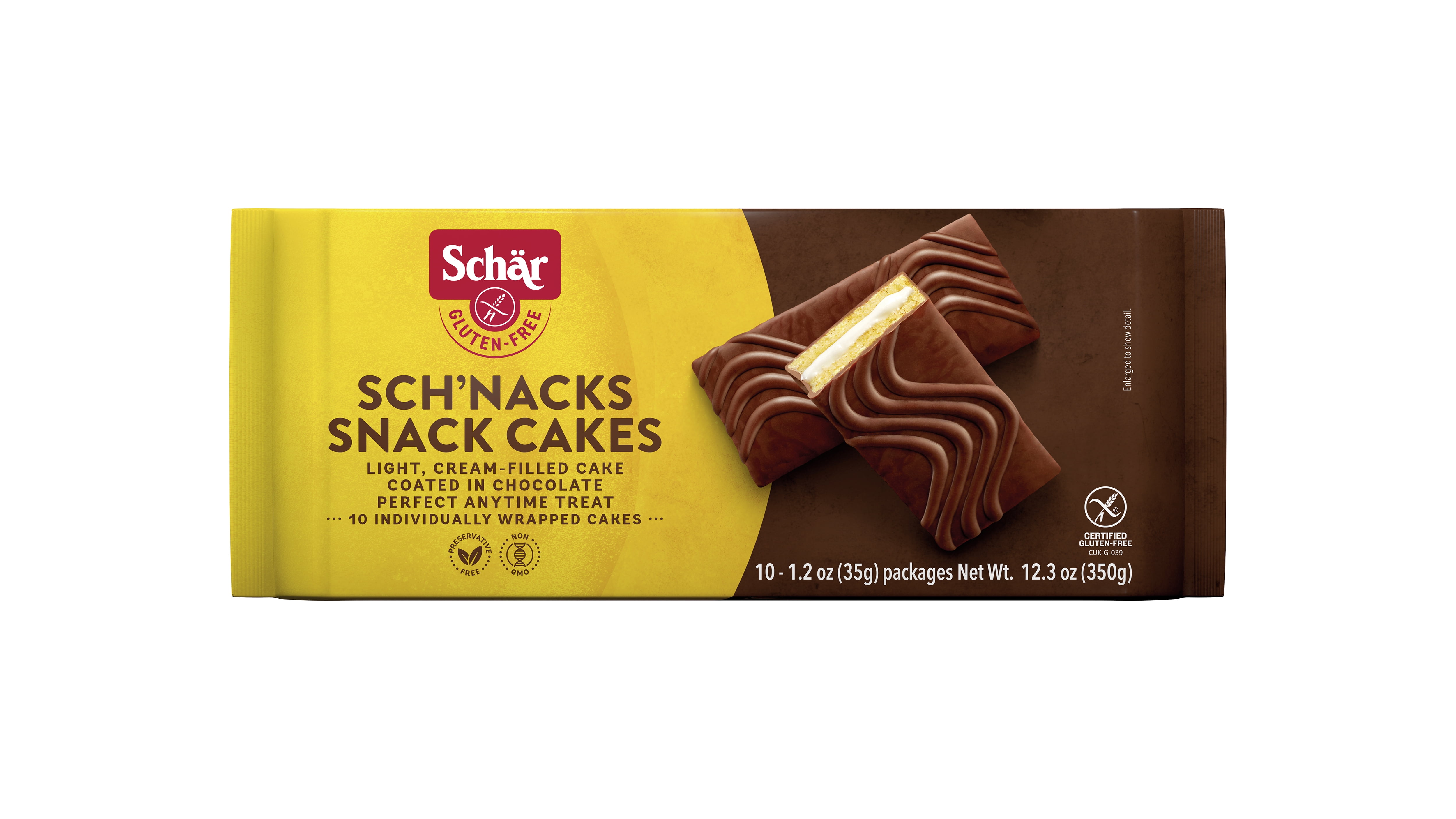 Schar Gluten Free Sch'nacks, Chocolate Snack Cakes, 1.2 oz, 10 Count