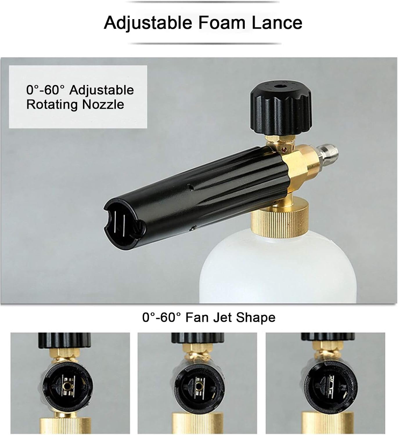 Heavy Duty Construction Foam Cannon, Environmentally Friendly Compact Size Multiple Use Cleaning Tool, Adjustable Spray Nozzle For Dense Foam Generation, Pressure Washer