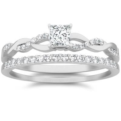 2.25 Carat Diamond Moissanite Wedding Set Engagement Ring with 18k Gold Plating
