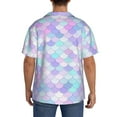 thumbnail image 3 of Lsque Rainbow Scales print Men's Cuban Collar Short Sleeve Shirt Summer Beachwear Casual Button Down Fashionable Vacation Leisure Shirt-X-Large, 3 of 7