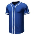 thumbnail image 2 of AHTJRT Men's Casual Button Up Baseball Jersey Lightweight Full Button Front Contrast Piping Short Sleeves Versatile Trendy for Sports Team Wear Casual Outfits Blouse Blue XL, 2 of 9