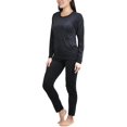 thumbnail image 3 of ToBeInStyle Women's Soft Velvet Long Sleeve Top and Bottom Thermal Set, 3 of 7
