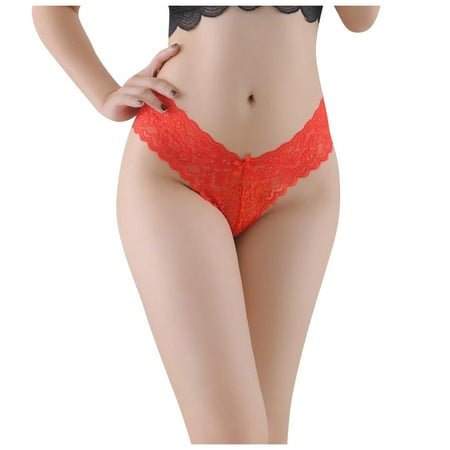 

DNDKILG Womens Thongs Low Rise G String Lace Sexy Panties Red S