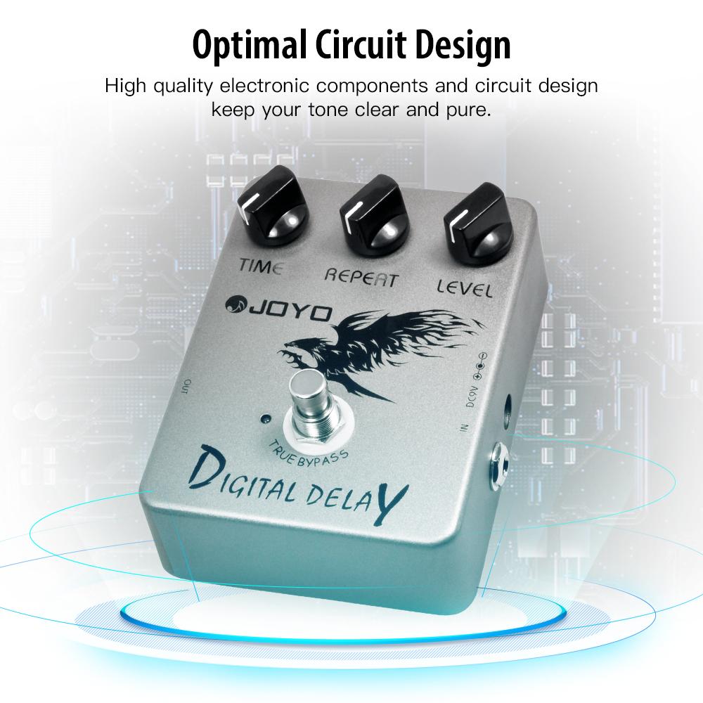 JOYO Digital Delay Effect Pedal for Electric Guitar & Bass - Analog Delay - True Bypass (JF-08)