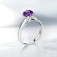 thumbnail image 4 of Gem Stone King 1.20 Ct 7mm Round Purple Amethyst 10K White Gold Ring (Size 5), 4 of 4