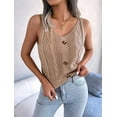 thumbnail image 5 of Women'S V Neck Buttons Knit Tank Tops Summer Casual Sleeveless Shirts Sweater Vest Khaki S, 5 of 10