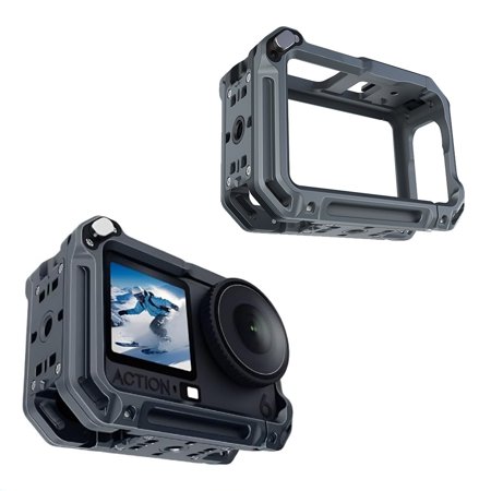 Rabbit Cage Aluminum Protective Frame Case for DJI Osmo Action 6, Multifunctional Metal Protective Frame Cage Metal Frame Expansion Adapter Mount for Osmo Action6 Camera Accessories
