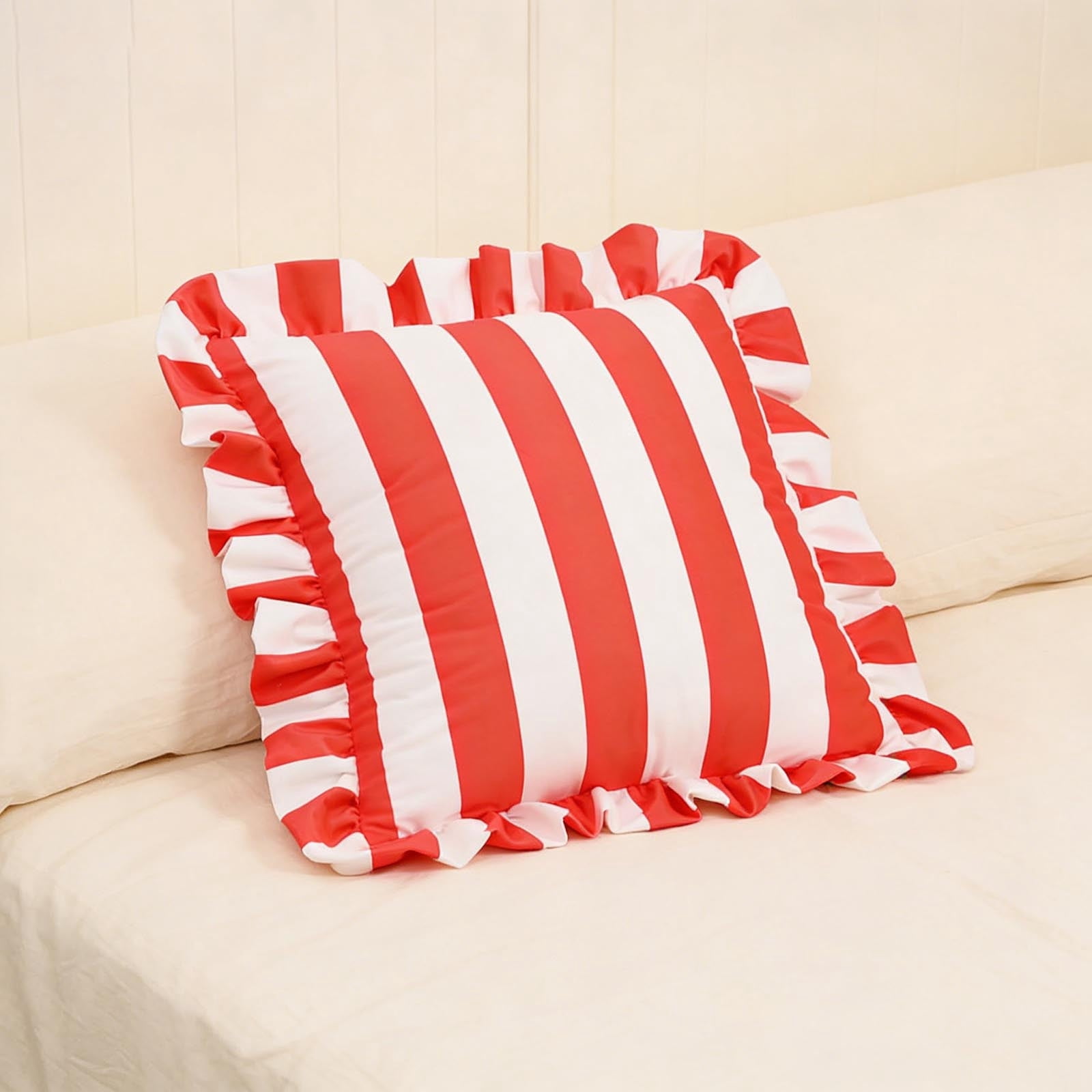 Outdoor Throw Pillows, Velvet Decorative Pillows, Ruffled Decorative Pillows (with filling), Perfect for Sofas, Bedrooms, and Living Rooms—Soft Home Textile Accessories