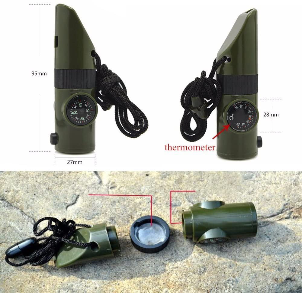 7 In1 LED Flashlight Fire Survival Whistle Camping I2J0 8U9I W1 W6M7 Z5X8