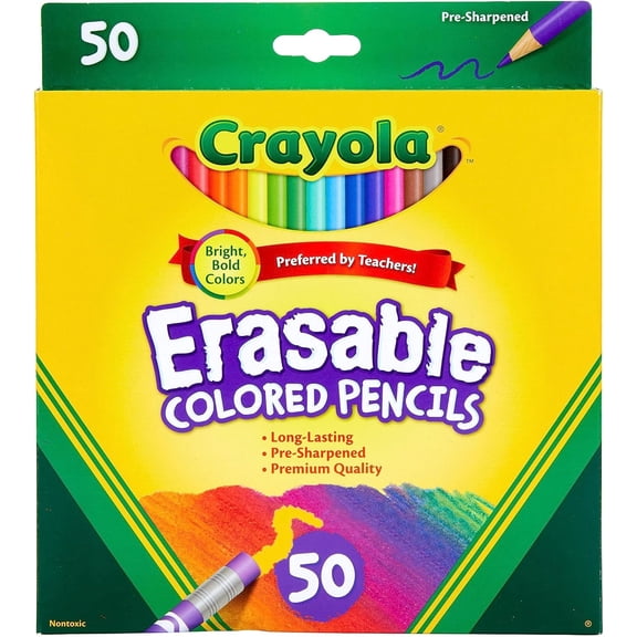 Erasable Colored Pencils, 50 Count Set For Adult Coloring Books And Art Supplies, Artist Grade, Assorted Colors