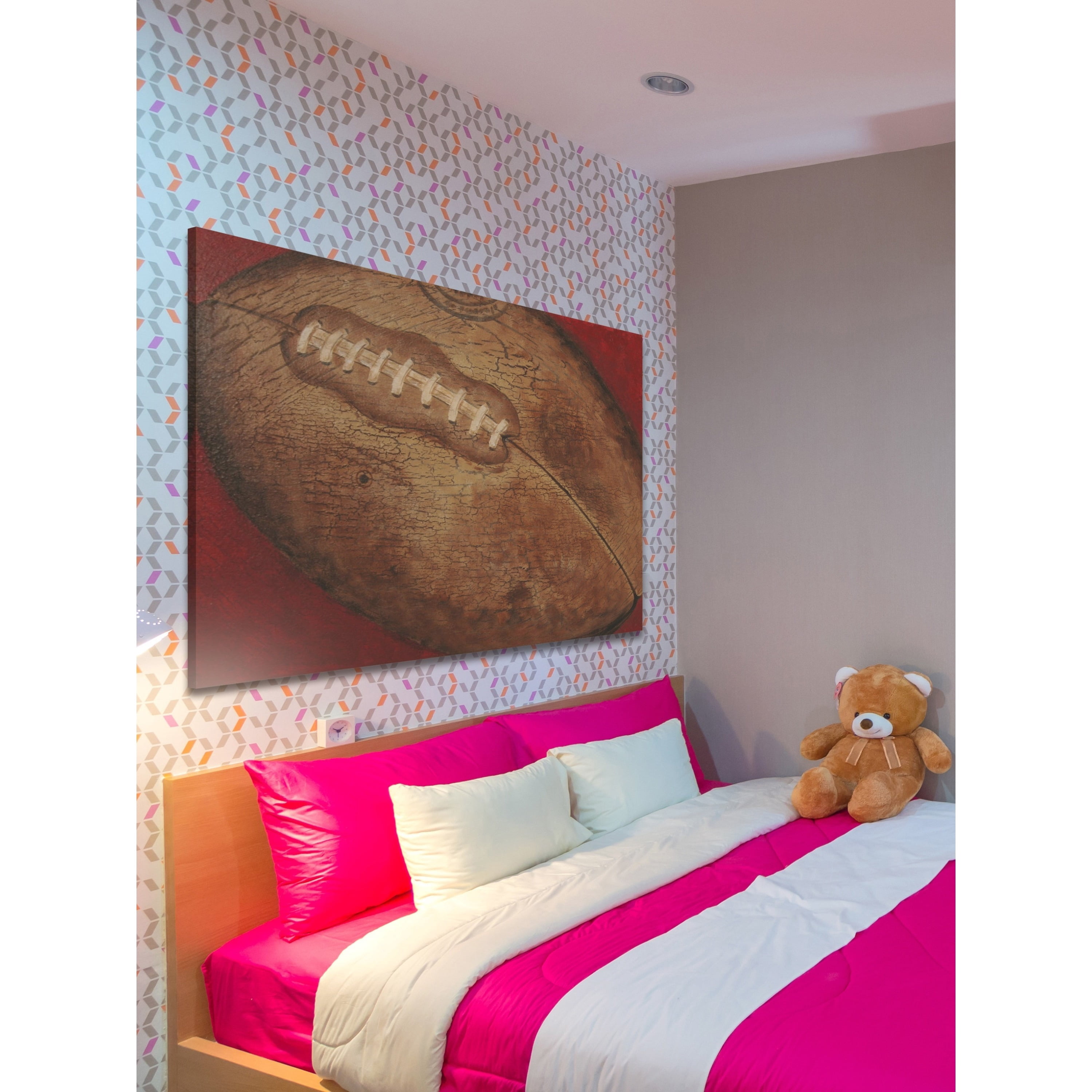 "Crackle Football" by Reesa Qualia Painting Print on Wrapped Canvas