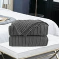 thumbnail image 2 of PiccoCasa Super Soft Warm Solid Cotton Cable Knit Blanket, Dark Grey 47"x70", 2 of 7