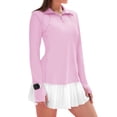 thumbnail image 1 of Camisa IECCP para mujer, manga larga, cierre 1/4, protección solar, color rosa, talla XL, 1 of 5