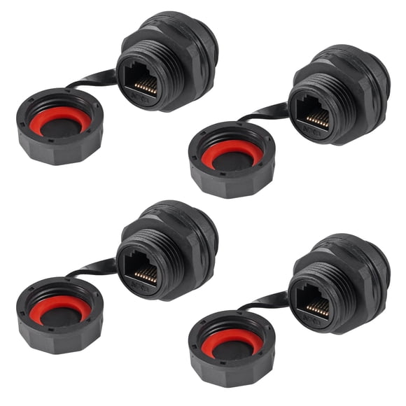 ACEIRMC Connecteur de Câble Ethernet LAN RJ45 CAT6 Blindé Montage Industriel sur Panneau Coupleur de Passe-Partout avec Capuchon Étanche IP67 Anti-Poussière Extérieur
