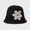 Black, variant on Women Woven Bucket Hat Floral Cutout Breathable Wide Brim Summer Hat