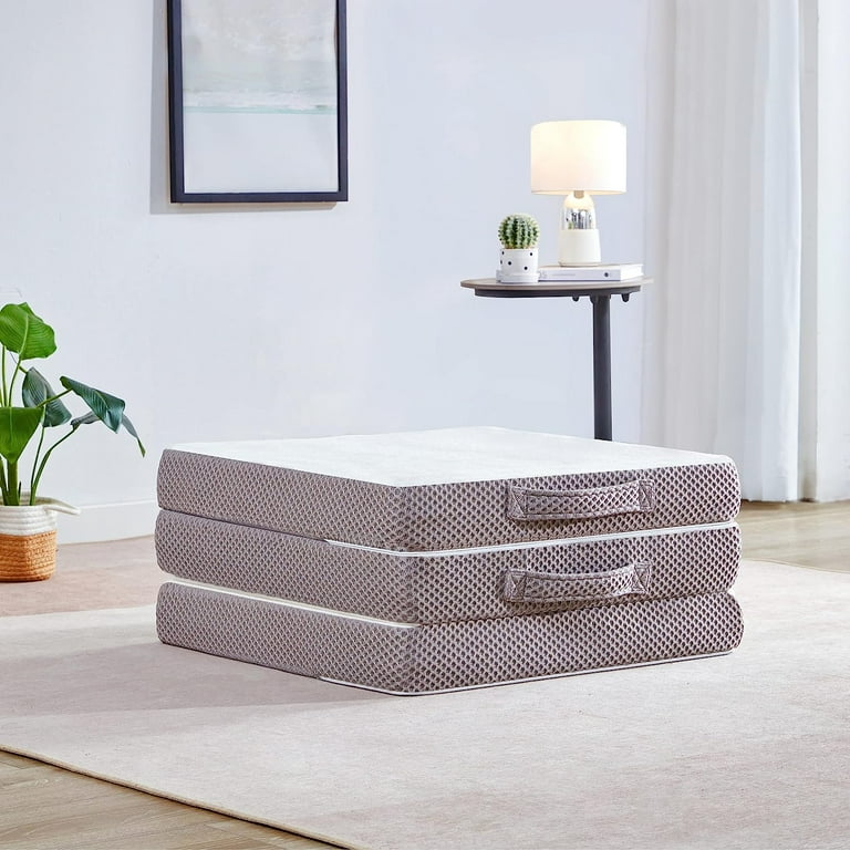  Kingfun Memory Foam Folding Mattress, 4 Inch Gel-Infused  Breathable Tri-fold Mattress Topper with Bamboo Cover, Soft Foldable  Portable Floor Guest Bed (Single) : Home & Kitchen