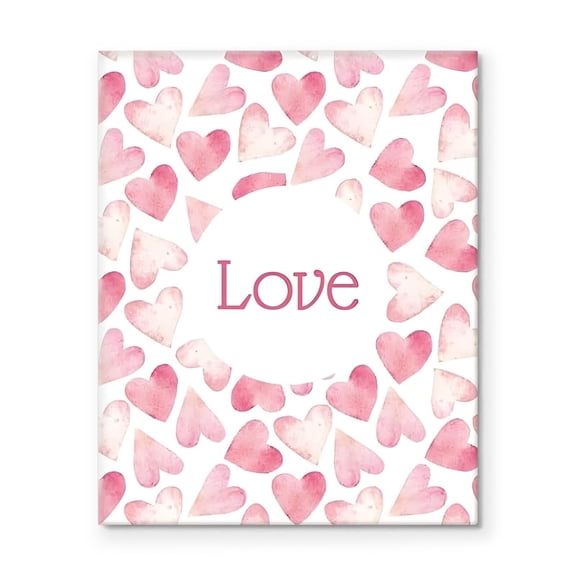 Valentine's Day Canvas Wall Art Decor - Watercolor Pink Hearts and Love Canvas Wall Artwork, Romantic Canvas Wall Art Decor for Bedroom or Living Room