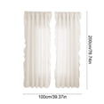 thumbnail image 3 of Semi-Sheer Ruffle Trim Curtains, Polyester Light-Filtering Window Valance, 100 x 200 cm, Pin Pin/Black/Beige/Blue/Purple, 1 Panel, 3 of 6