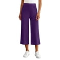 thumbnail image 3 of QATAINLAV Wide Leg Cropped Yoga Pants for Women High Waisted Casual 3/4 Length Workout Pants Summer Loungewear Purple XXL, 3 of 7