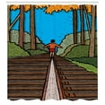 thumbnail image 3 of Adventure Shower Curtain, Autumn Kid Exploring Leaf Tree on Railways Forest Colorful Sketch Illustration, Fabric Bathroom Set with Hooks, 69W X 70L Inches, Multicolor, by Ambesonne, 3 of 3