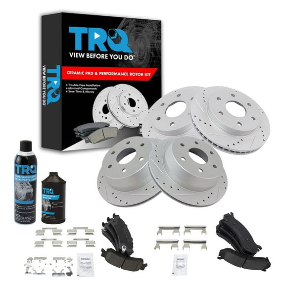 TRQ Performance Rotor & Ceramic Brake Pad Front & Rear Kit w/Chemicals BKA17472 Fits select: 1999-2007 CHEVROLET SILVERADO, 2000-2002 CHEVROLET TAHOE