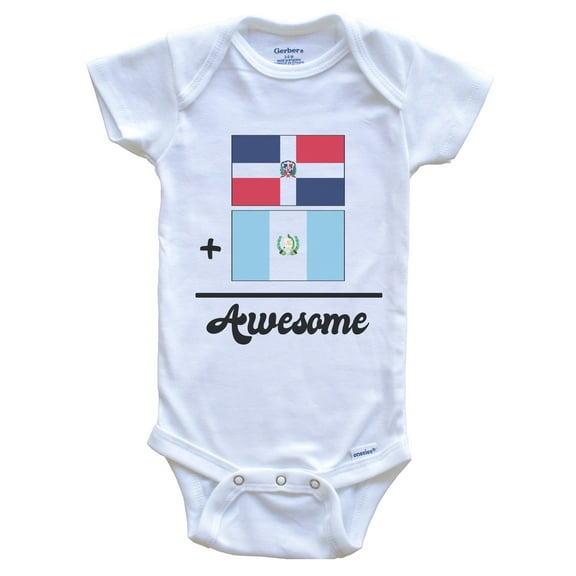 Dominican Republic Plus Guatemala Equals Awesome Cute Dominican Guatemalan Flags Baby Bodysuit, 0-3 months white